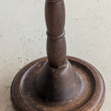 Six-Foot-Tall Antique European Charles Dudouyt-Style Wooden Oak Two-Light Spindle Floor Lamp with Bell-Shaped Base and Ball Feet