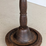 Six-Foot-Tall Antique European Charles Dudouyt-Style Wooden Oak Two-Light Spindle Floor Lamp with Bell-Shaped Base and Ball Feet