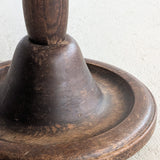 Six-Foot-Tall Antique European Charles Dudouyt-Style Wooden Oak Two-Light Spindle Floor Lamp with Bell-Shaped Base and Ball Feet