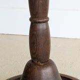 Six-Foot-Tall Antique European Charles Dudouyt-Style Wooden Oak Two-Light Spindle Floor Lamp with Bell-Shaped Base and Ball Feet