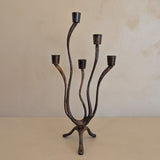 Vintage Brutalist Metal Five-Arm Biomorphic Candelabra