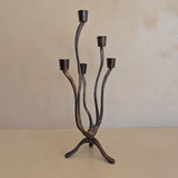 Vintage Brutalist Metal Five-Arm Biomorphic Candelabra