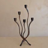 Vintage Brutalist Metal Five-Arm Biomorphic Candelabra