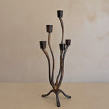 Vintage Brutalist Metal Five-Arm Biomorphic Candelabra