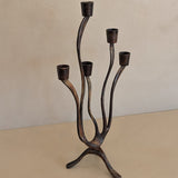 Vintage Brutalist Metal Five-Arm Biomorphic Candelabra