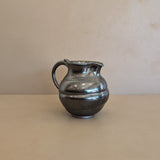 Dark Metallic-Glazed Studio Pottery Pitcher with Swirled Detailing