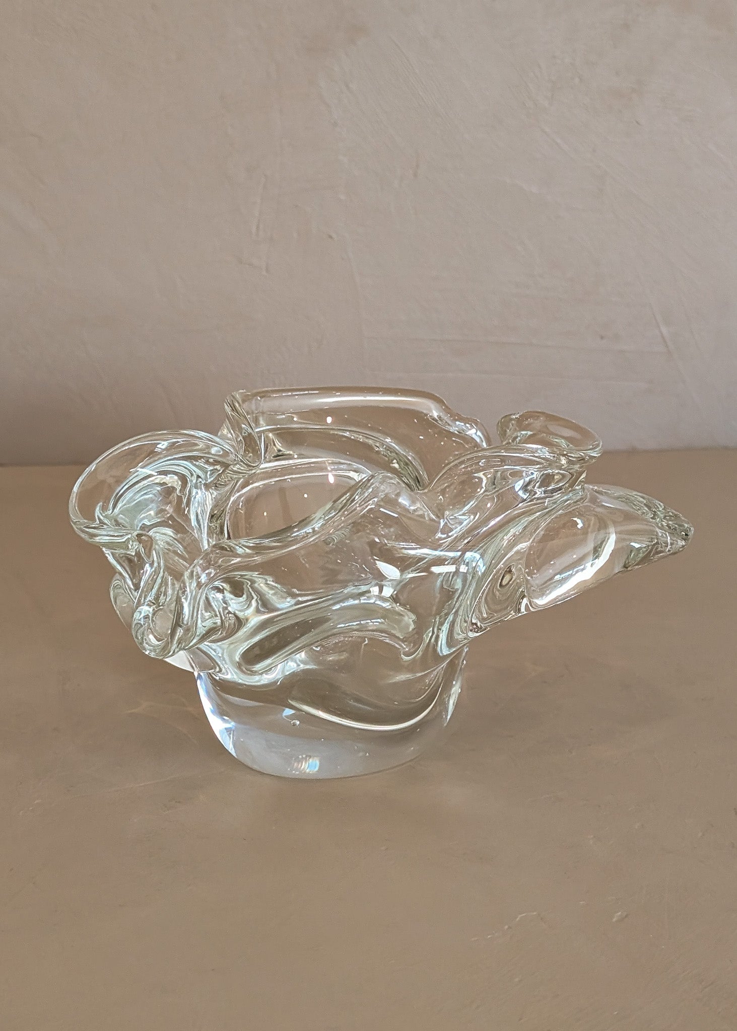 Vintage Murano Clear Glass Ashtray