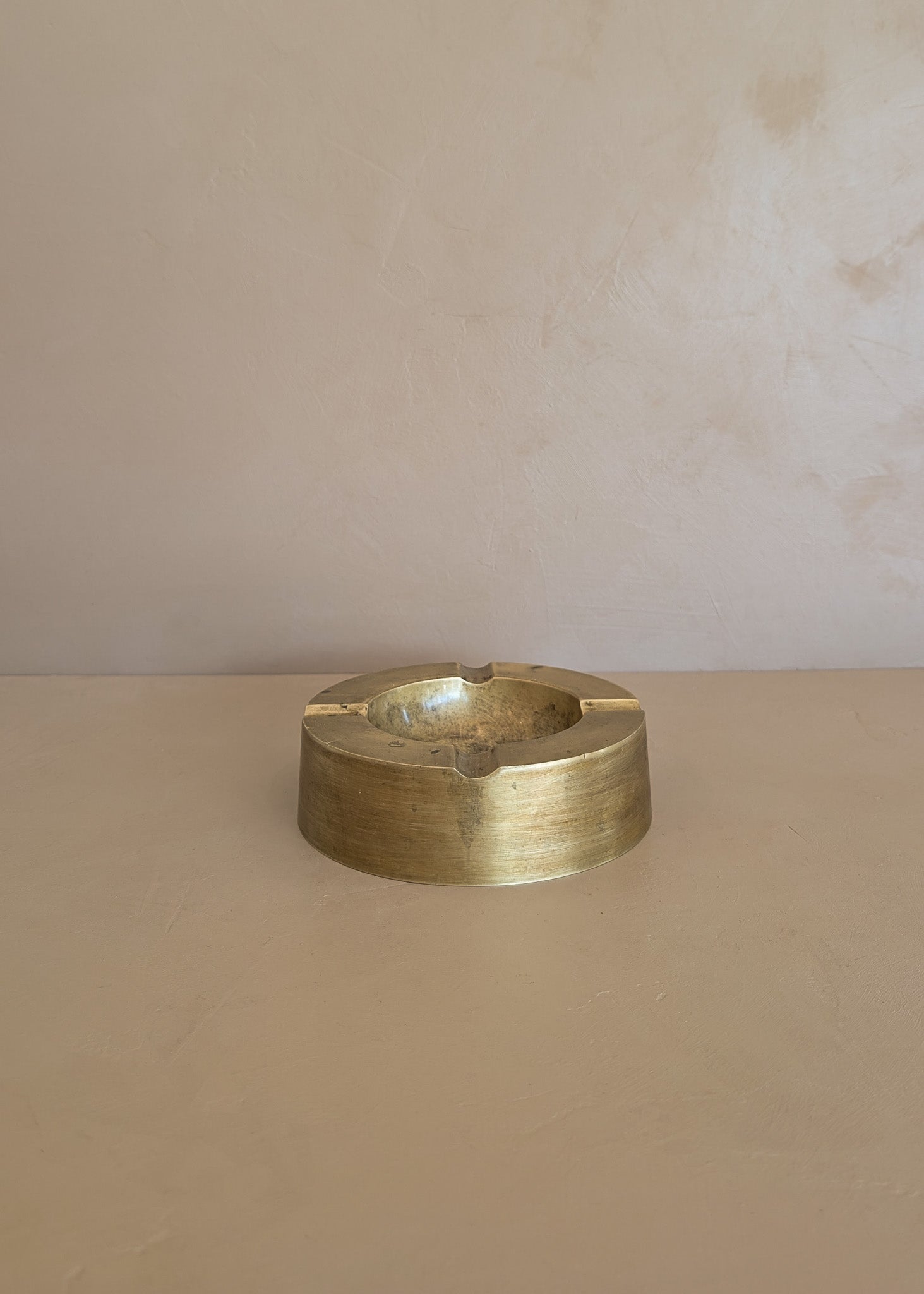 Large Vintage Chunky Round Brass Ashtray