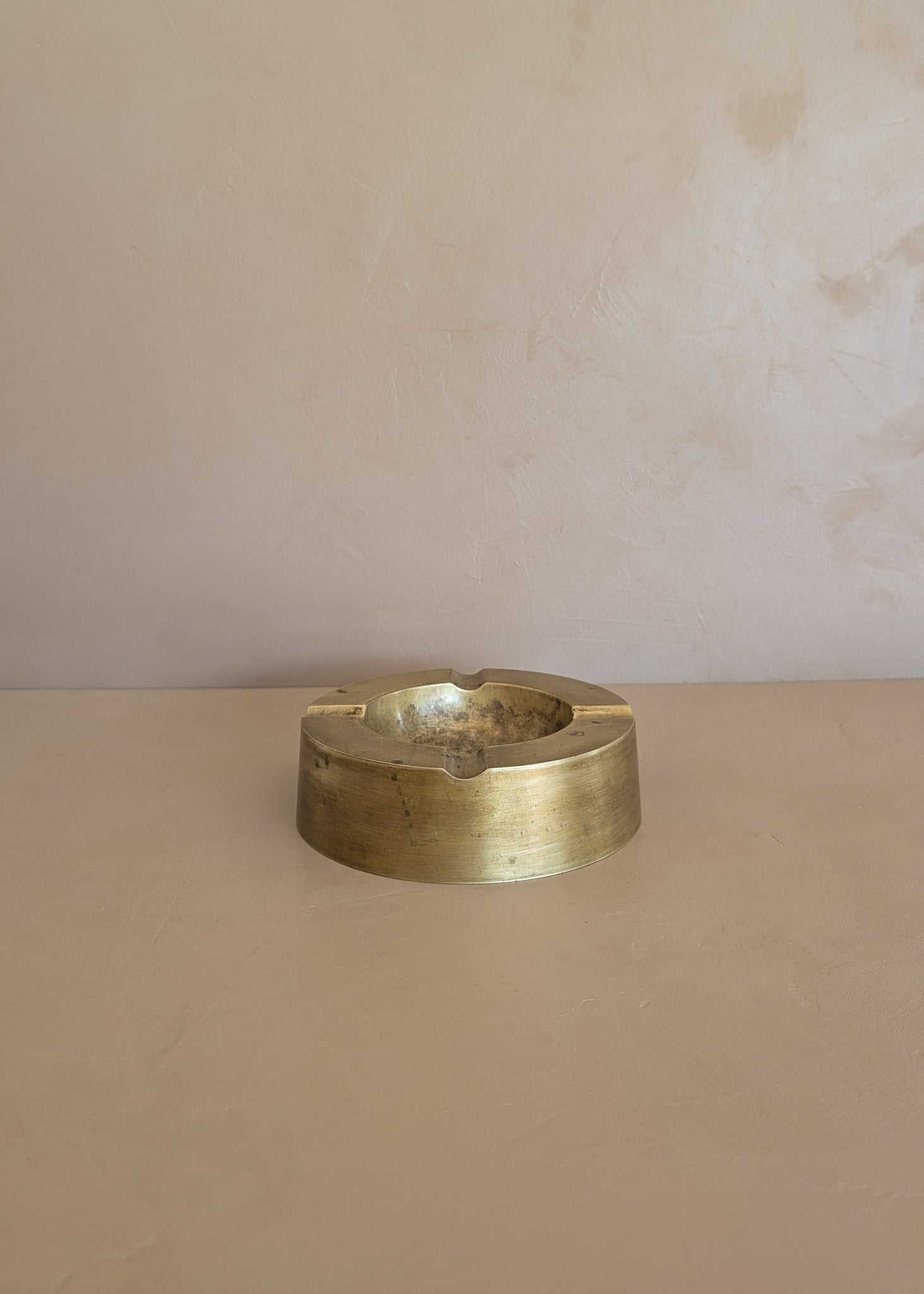 Large Vintage Chunky Round Brass Ashtray