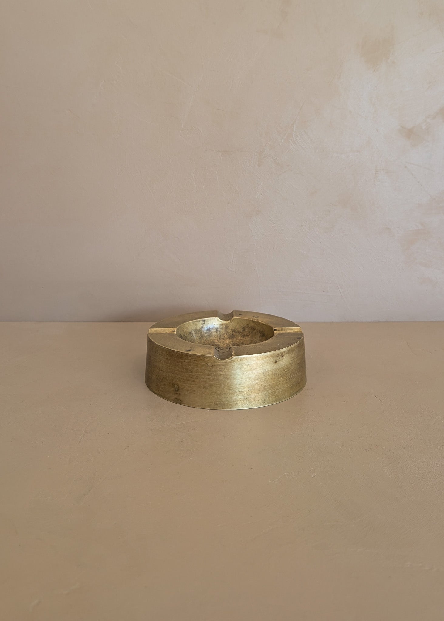 Large Vintage Chunky Round Brass Ashtray