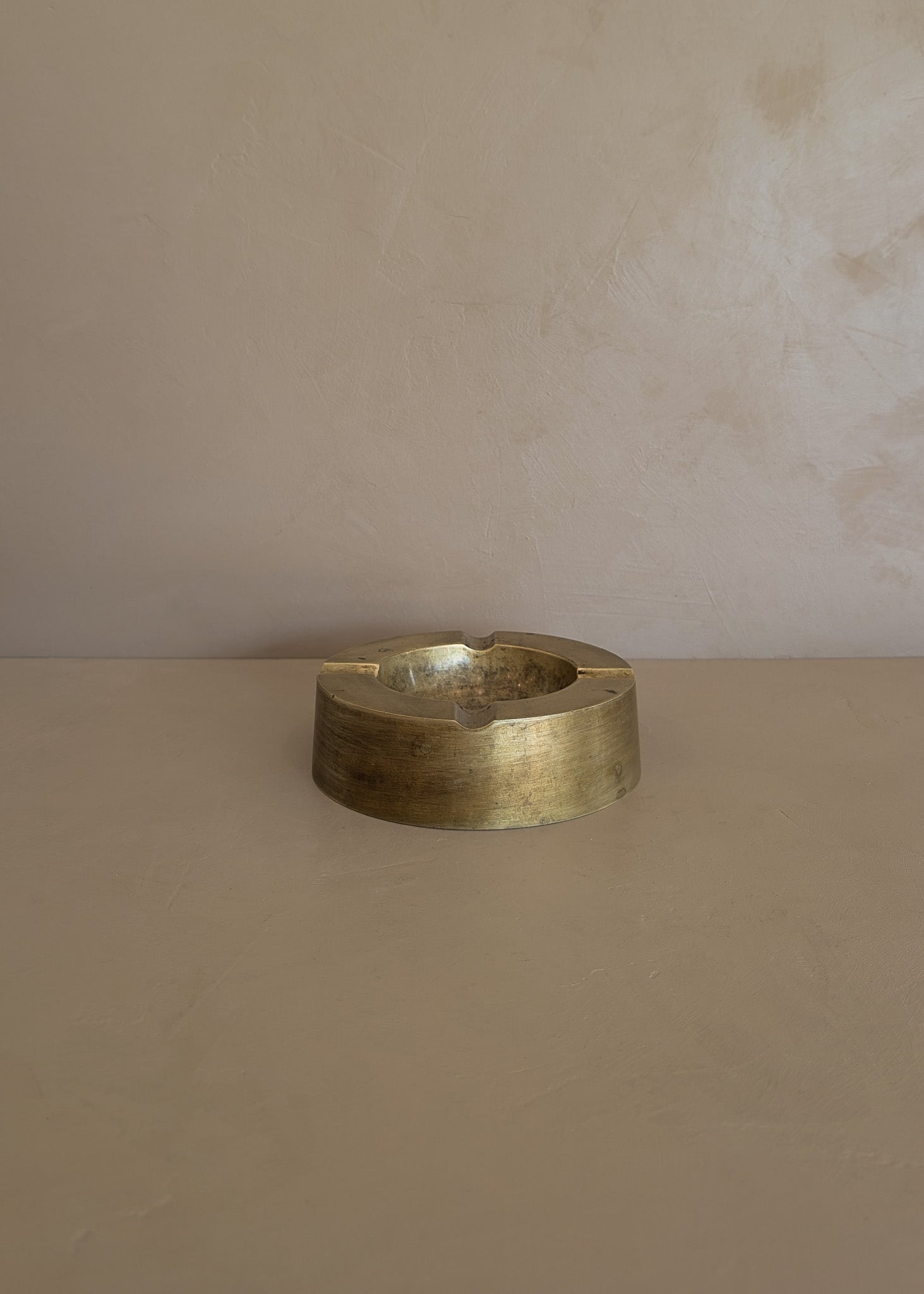 Large Vintage Chunky Round Brass Ashtray