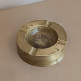 Large Vintage Chunky Round Brass Ashtray