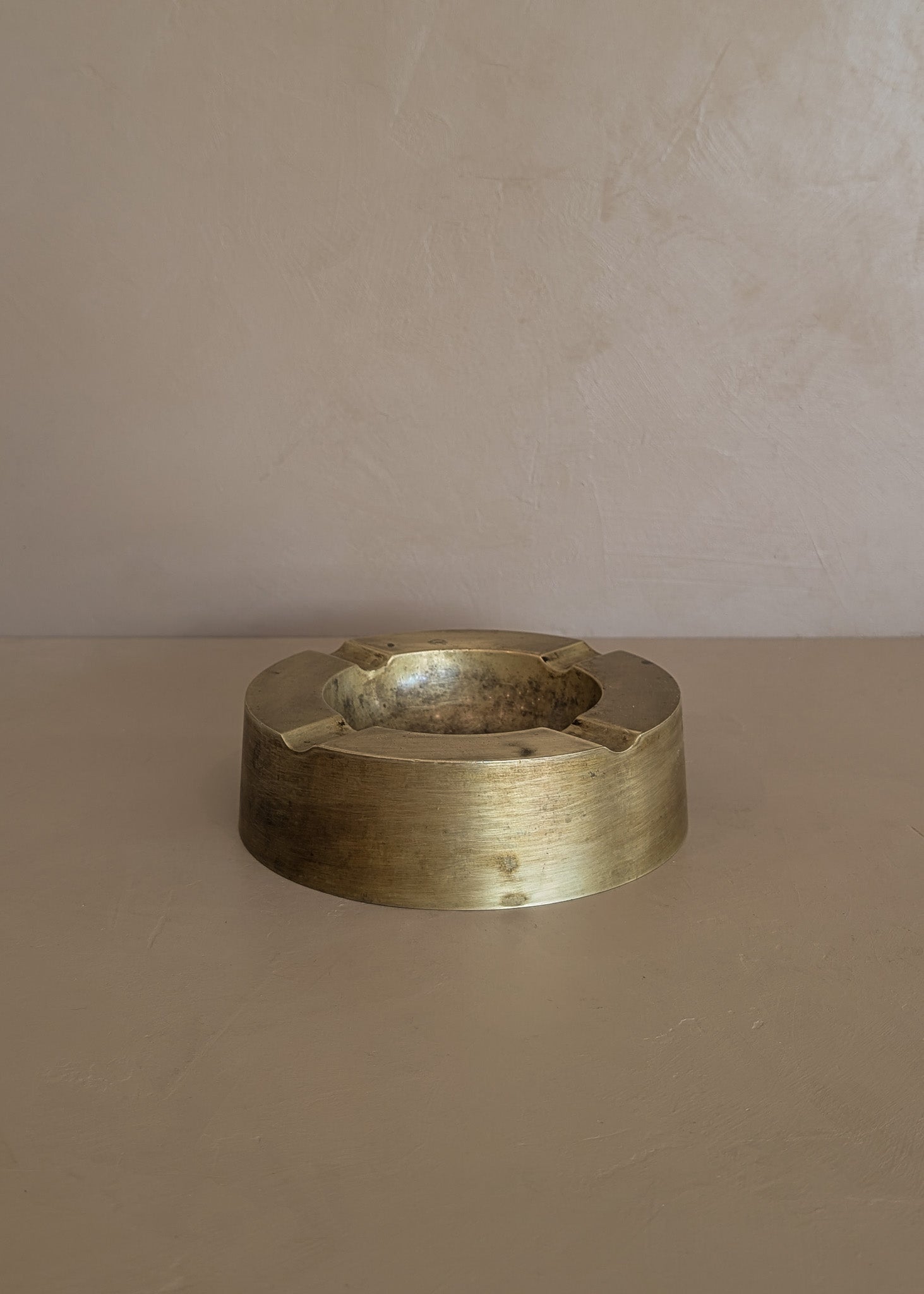 Large Vintage Chunky Round Brass Ashtray