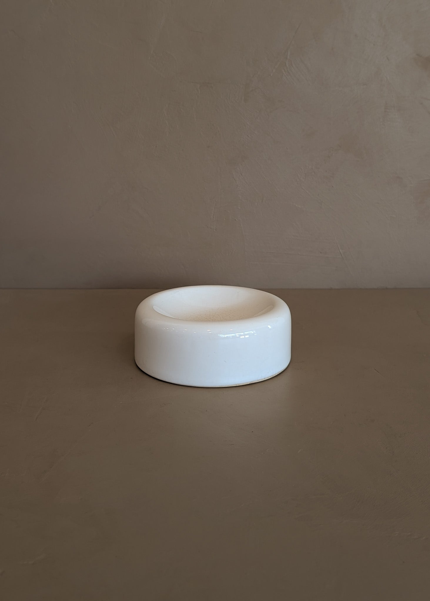 Chunky Round Creamy White Catchall Dish with Subtle Craquelure