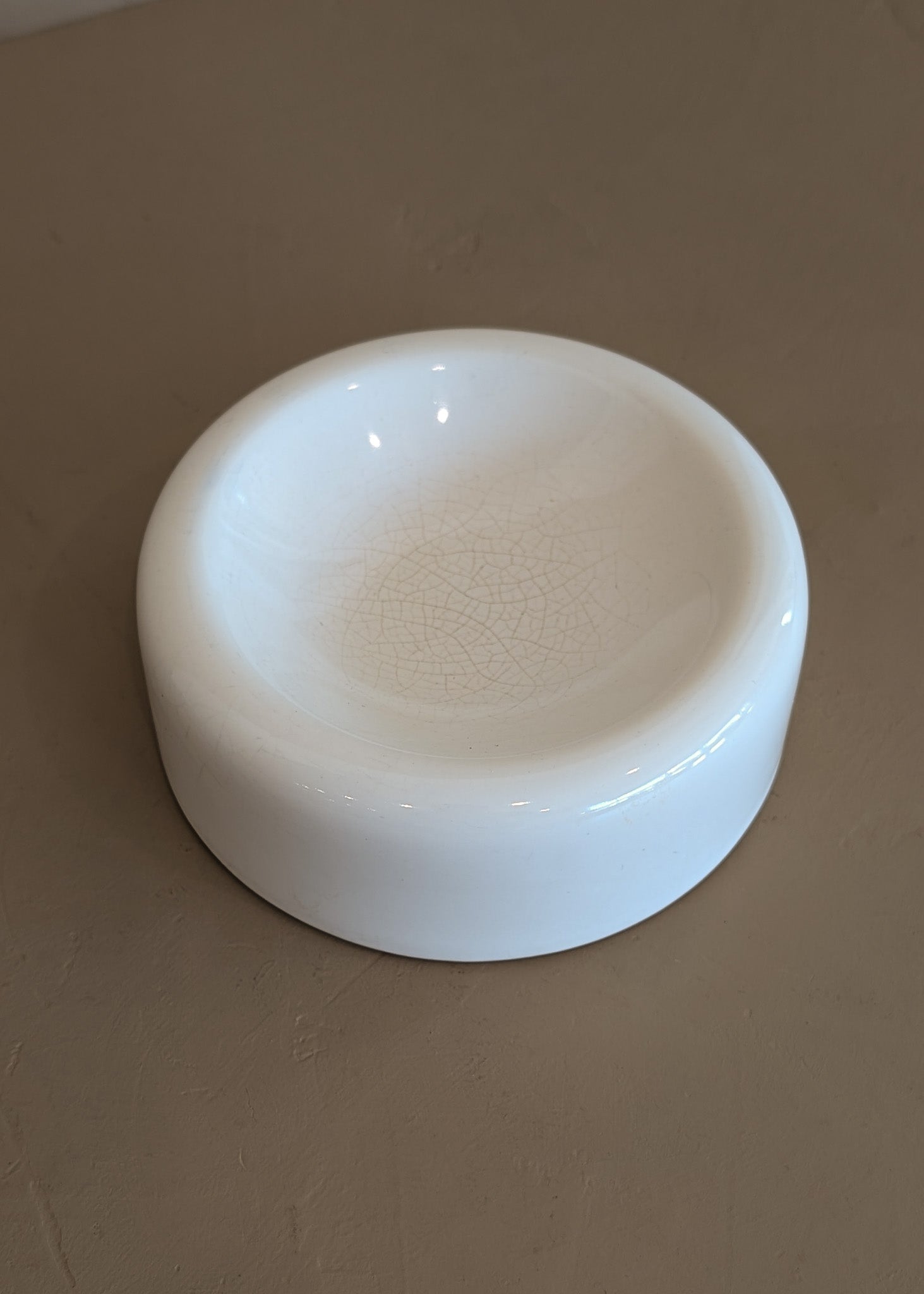 Chunky Round Creamy White Catchall Dish with Subtle Craquelure