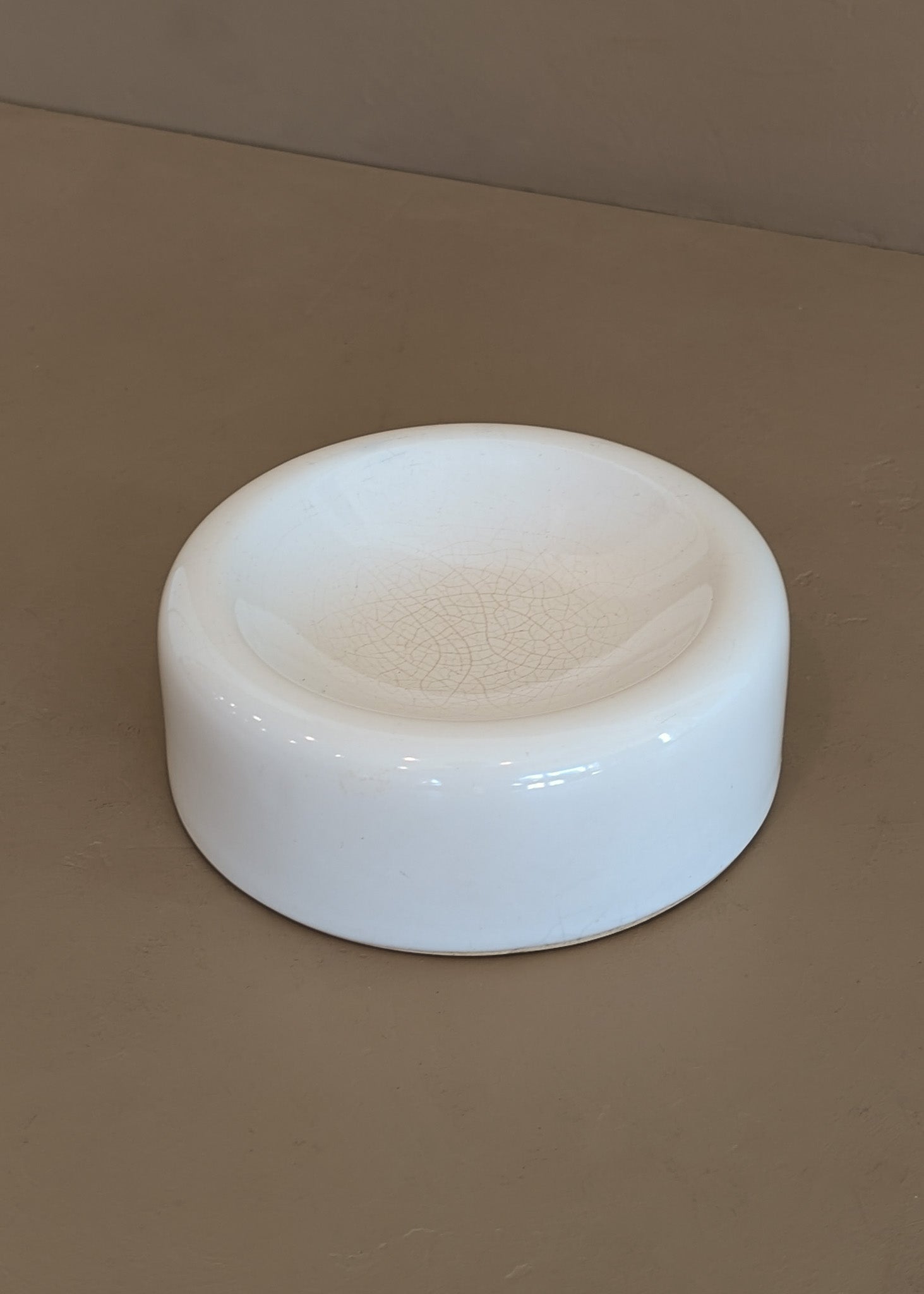 Chunky Round Creamy White Catchall Dish with Subtle Craquelure