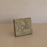 Petite Handcrafted Vintage Folk Art Punched Brass Horse Art Relief