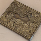 Petite Handcrafted Vintage Folk Art Punched Brass Horse Art Relief