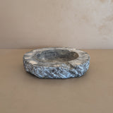 Extra Large Vintage Gray and White Marble Ashtray/Catchall with Rough-Carved Edge