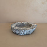 Extra Large Vintage Gray and White Marble Ashtray/Catchall with Rough-Carved Edge