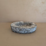 Extra Large Vintage Gray and White Marble Ashtray/Catchall with Rough-Carved Edge