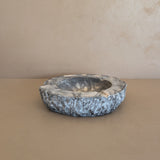 Extra Large Vintage Gray and White Marble Ashtray/Catchall with Rough-Carved Edge