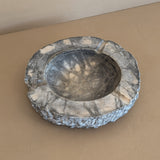 Extra Large Vintage Gray and White Marble Ashtray/Catchall with Rough-Carved Edge