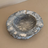 Extra Large Vintage Gray and White Marble Ashtray/Catchall with Rough-Carved Edge
