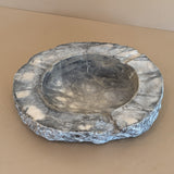 Extra Large Vintage Gray and White Marble Ashtray/Catchall with Rough-Carved Edge