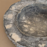 Extra Large Vintage Gray and White Marble Ashtray/Catchall with Rough-Carved Edge