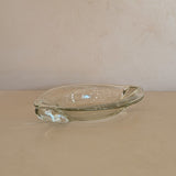 Vintage Murano-Style Marquise Clear Bullicante Bubble Glass Bowl with Handles