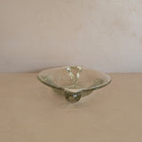 Vintage Murano-Style Marquise Clear Bullicante Bubble Glass Bowl with Handles