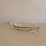 Vintage Murano-Style Marquise Clear Bullicante Bubble Glass Bowl with Handles