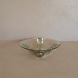 Vintage Murano-Style Marquise Clear Bullicante Bubble Glass Bowl with Handles