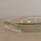 Vintage Murano-Style Marquise Clear Bullicante Bubble Glass Bowl with Handles