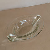 Vintage Murano-Style Marquise Clear Bullicante Bubble Glass Bowl with Handles