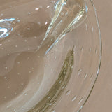 Vintage Murano-Style Marquise Clear Bullicante Bubble Glass Bowl with Handles