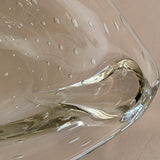Vintage Murano-Style Marquise Clear Bullicante Bubble Glass Bowl with Handles