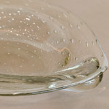 Vintage Murano-Style Marquise Clear Bullicante Bubble Glass Bowl with Handles