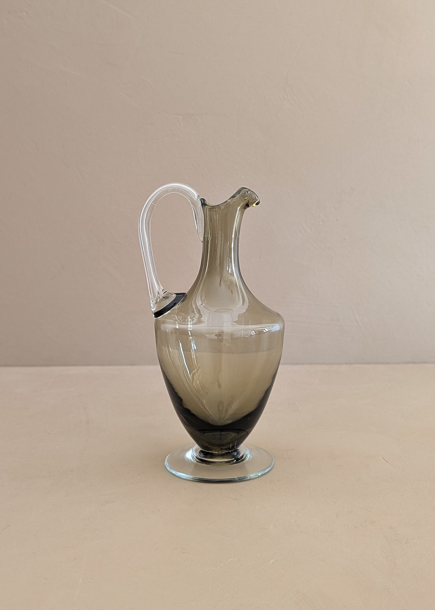 Petite Murano-Style Handblown Smokey Glass Pitcher