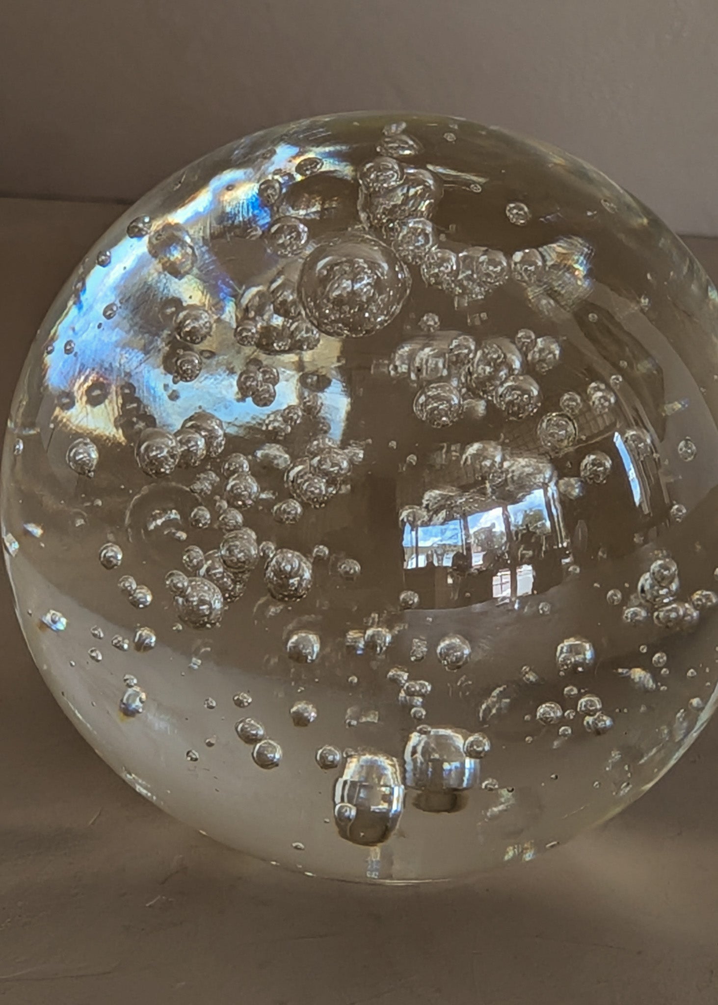 Large Vintage Handblown Bubble Glass Paperweight