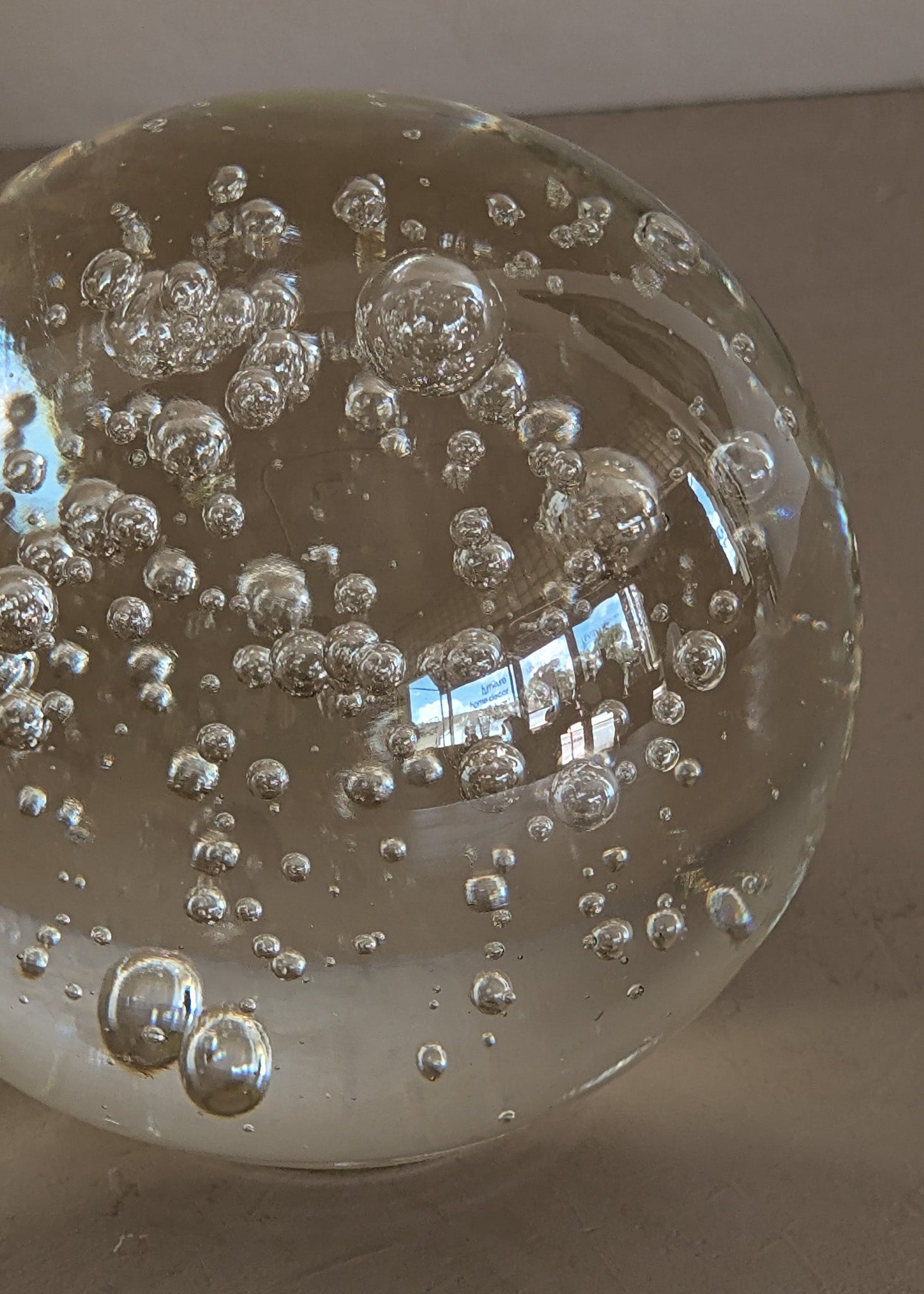 Large Vintage Handblown Bubble Glass Paperweight