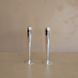 Pair of Vintage Hand-Blown and Hand-Cut Silvered Glass Bud Vases with Floral Detailing