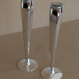 Pair of Vintage Hand-Blown and Hand-Cut Silvered Glass Bud Vases with Floral Detailing