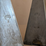 Pair of Antique European Handcrafted Art Nouveau Brass and Silver-Plated Candleholders with Etched Floral Detailing