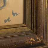 Signed Vintage Figurative Nude Art by German Artist Max Kaus in Wooden Frame with Subtle Floral Engravings and Worn Gilding