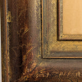 Signed Vintage Figurative Nude Art by German Artist Max Kaus in Wooden Frame with Subtle Floral Engravings and Worn Gilding