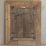 Signed Vintage Figurative Nude Art by German Artist Max Kaus in Wooden Frame with Subtle Floral Engravings and Worn Gilding