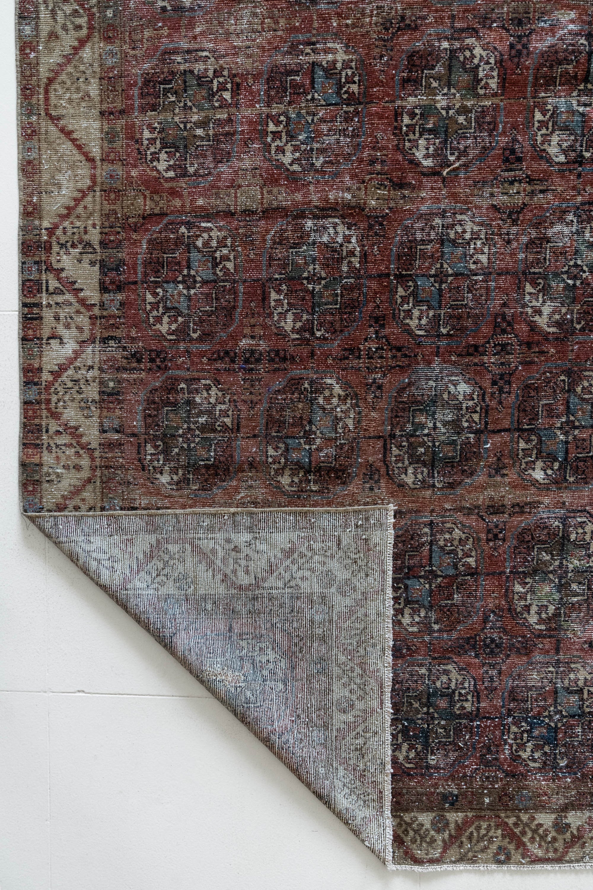 District Loom 1920s Antique Uzbekistan Bokhara Scatter Rug 3'8" x 6'11"