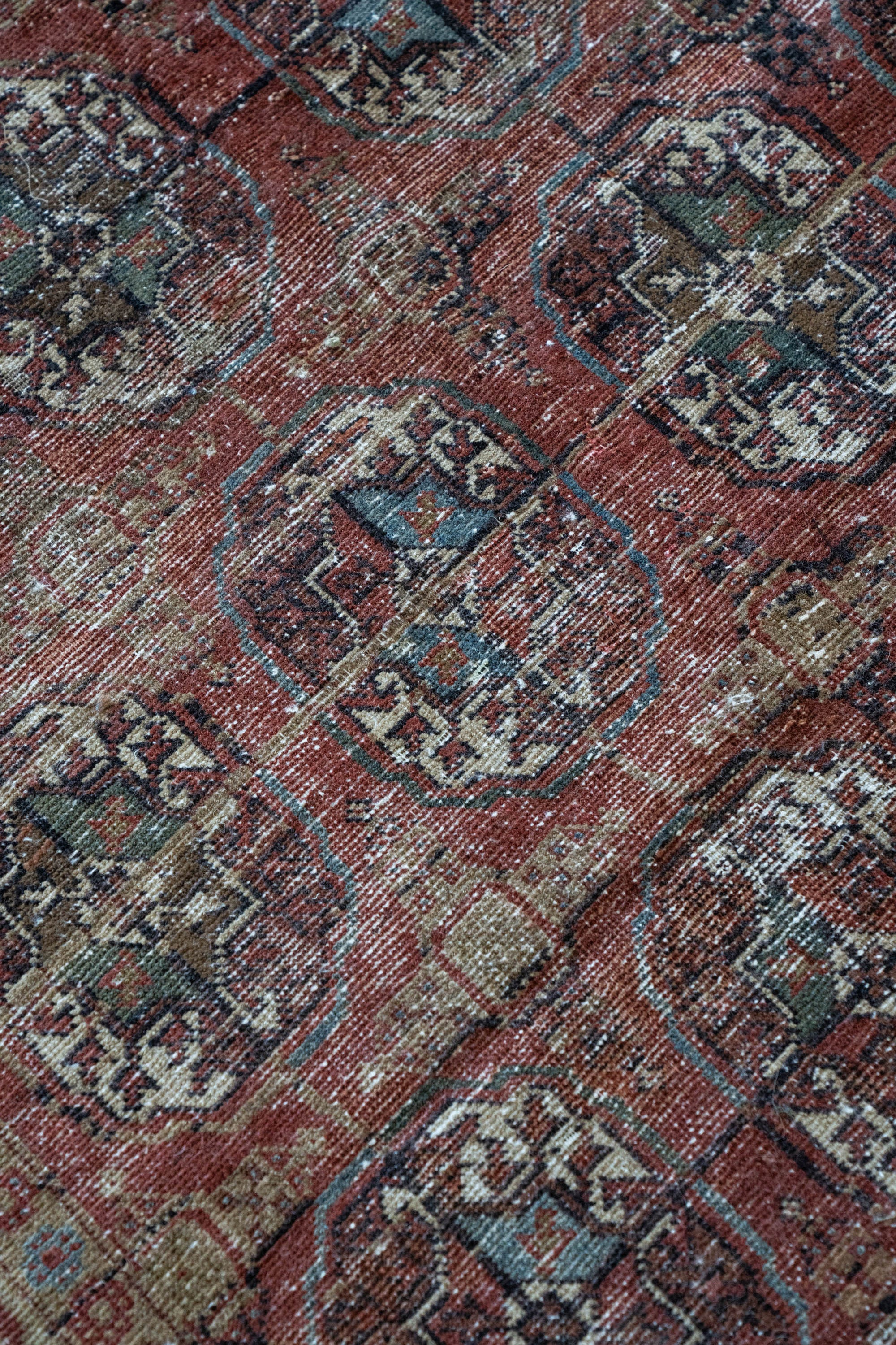 District Loom 1920s Antique Uzbekistan Bokhara Scatter Rug 3'8" x 6'11"